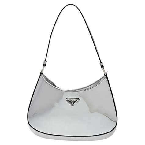 prada quilted silver bag